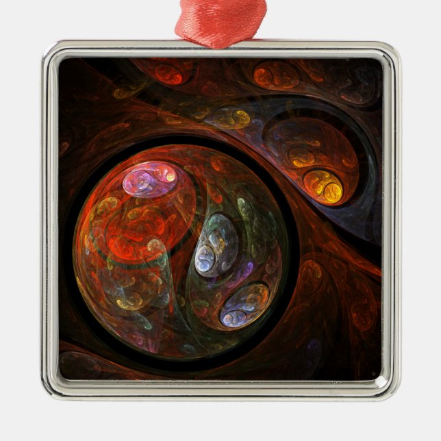 Fluid Connection Abstract Art Square Metal Tree Decoration (Front)