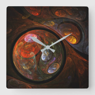Fluid Connection Abstract Art Square Wall Clock