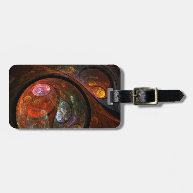 Fluid Connection Modern Cosmic Abstract Art Luggage Tag (Front Horizontal)