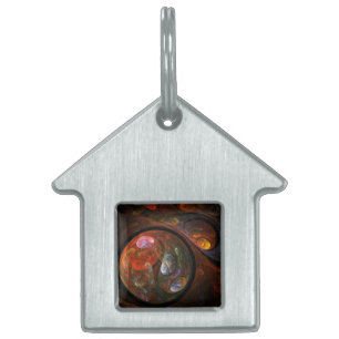 Fluid Connection Modern Cosmic Abstract Art Pet Name Tag