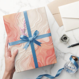 Fluid Coral Peach Water Flow Abstract Pattern Wrapping Paper