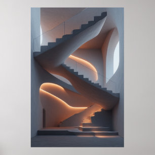 Fluid Elegance: A Sculptural Spiral Staircase Poster