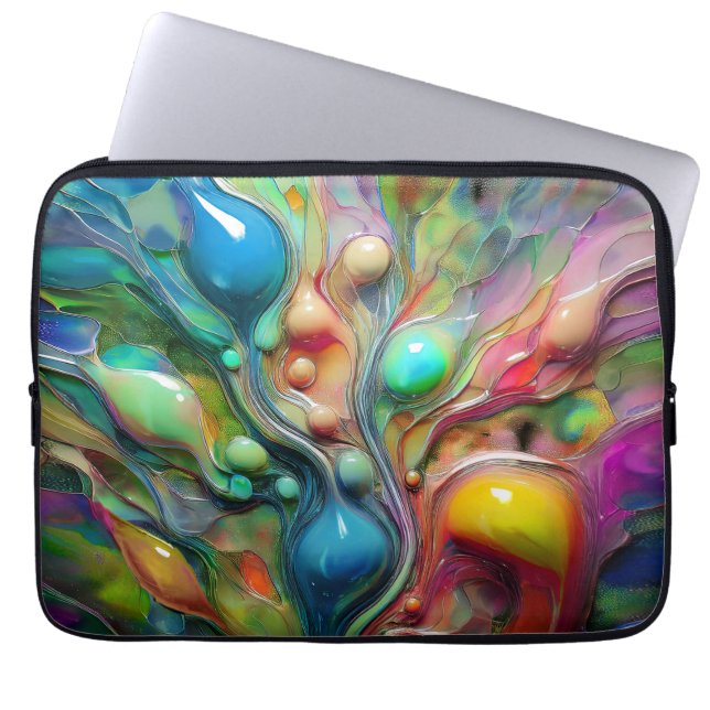  Fluid, Glossy, Bubbles Laptop Sleeve (Front)