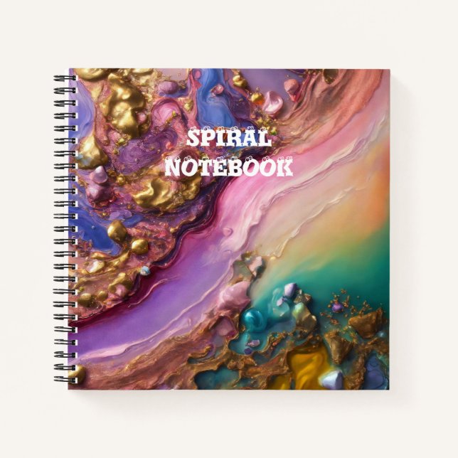 Fluid Gold Abstract Spiral Notebook - (Front)