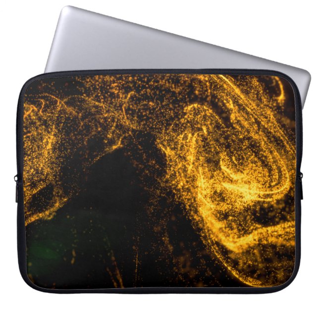 Fluid gold colour particles flowing beautiful with laptop sleeve (Front)