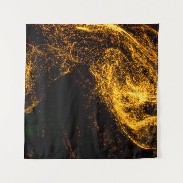 Fluid gold colour particles flowing beautiful with tapestry (Front)