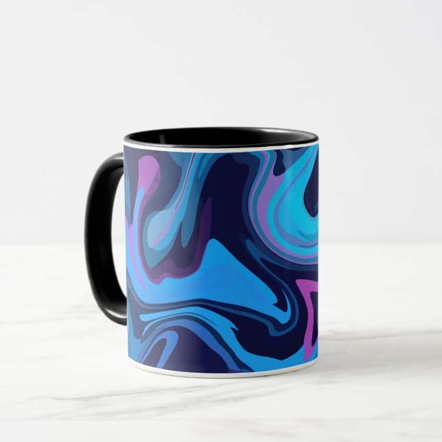 Fluid Gradient Waves in Blue and Purple Mug (Front Left)