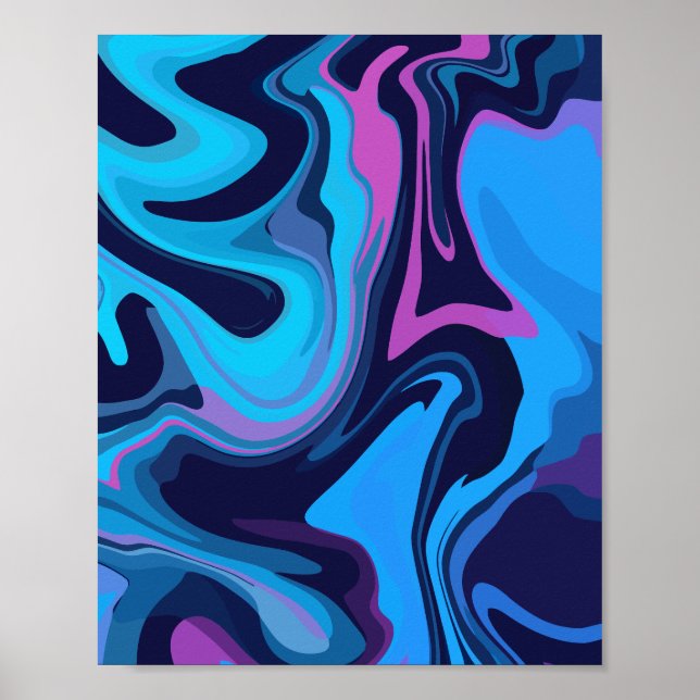Fluid Gradient Waves in Blue and Purple Poster (Front)