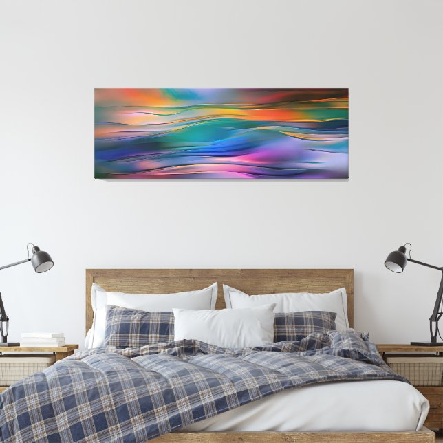 "Fluid Horizons" Contemporary Abstract Art      Canvas Print (Insitu(Bedroom))