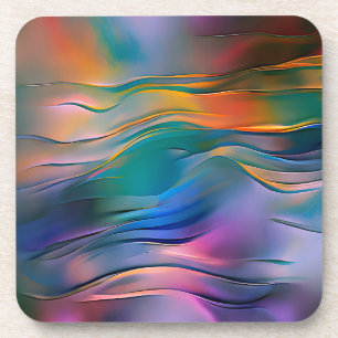 "Fluid Horizons" Contemporary Abstract Art Coaster