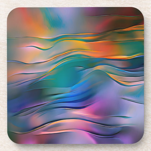 "Fluid Horizons" Contemporary Abstract Art      Coaster (Front)