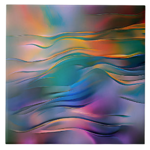 "Fluid Horizons" Contemporary Abstract Art      Tile