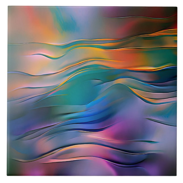 "Fluid Horizons" Contemporary Abstract Art      Tile (Front)