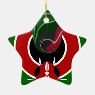 Fluid Kenyan Flag: A Modern Design Ceramic Tree Decoration