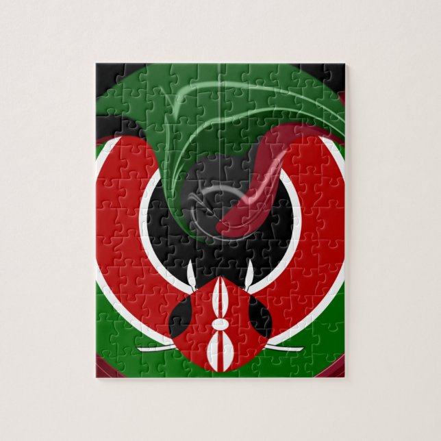 Fluid Kenyan Flag: A Modern Design Jigsaw Puzzle (Vertical)