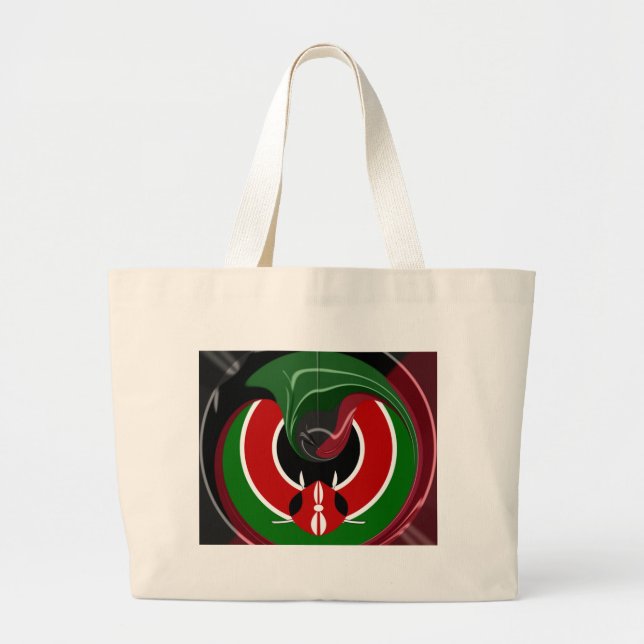 Fluid Kenyan Flag: A Modern Design Large Tote Bag (Front)