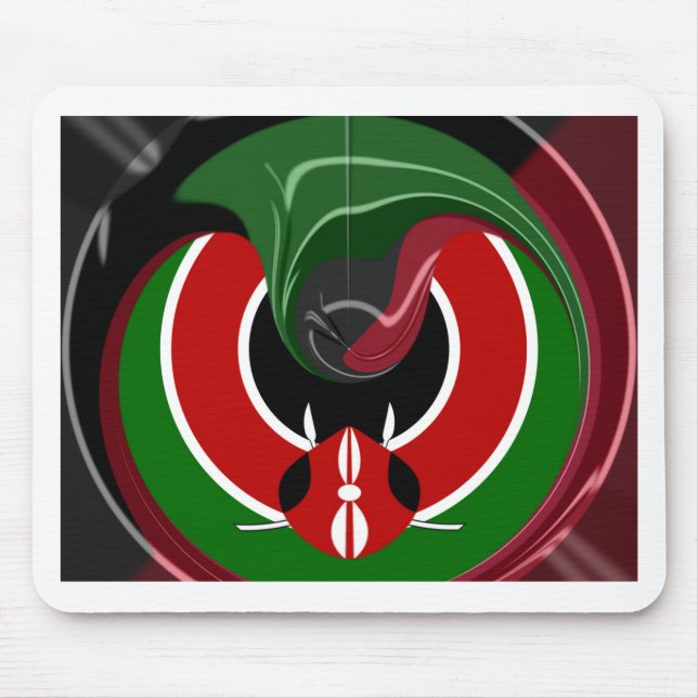Fluid Kenyan Flag: A Modern Design Mouse Mat (Front)
