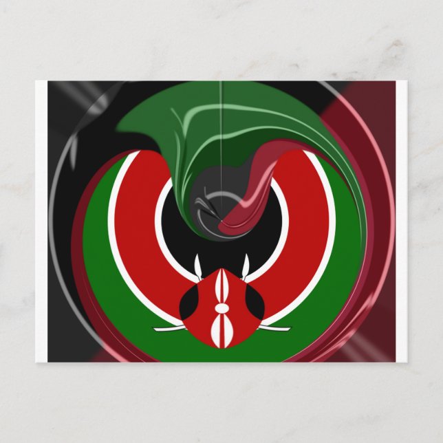 Fluid Kenyan Flag: A Modern Design Postcard (Front)