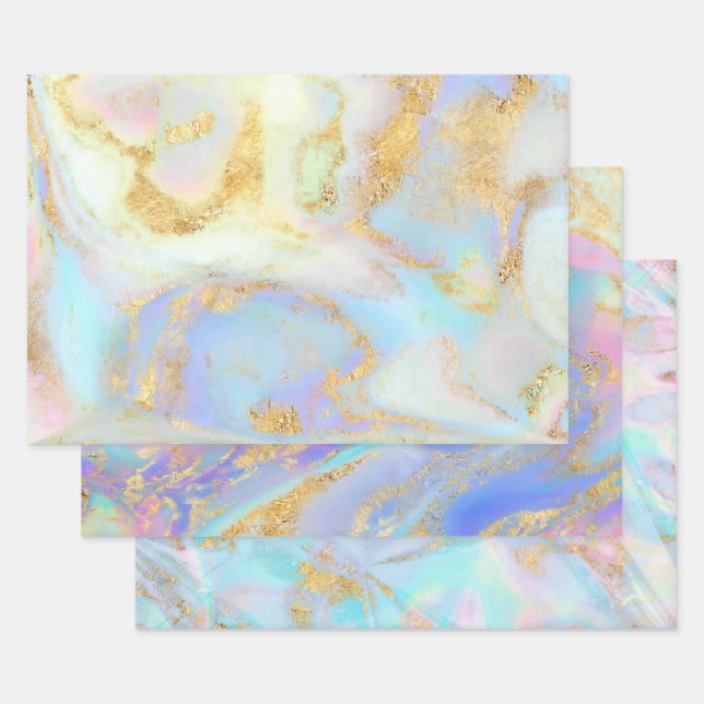 fluid marble abstract wrapping paper sheet (Set)