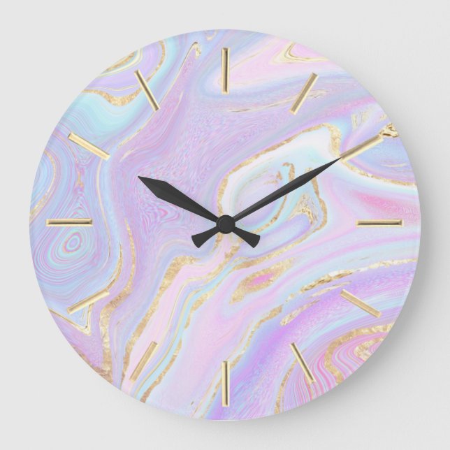 fluid marble design large clock (Front)
