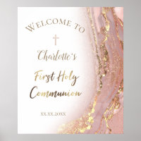 fluid marble | First Communion welcome sign
