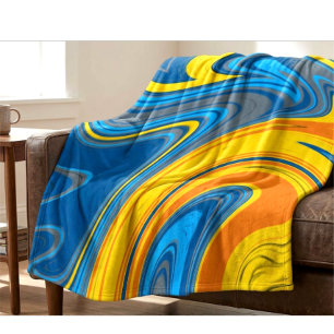 Fluid Marble Modern Design Meeting Ocean and Sun  Sherpa Blanket