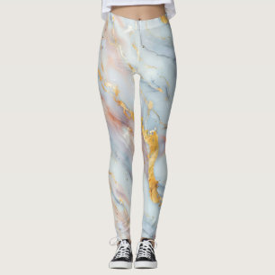 Fluid Marble Pattern with Peach, Gray and Gold Leggings
