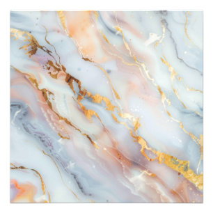 Fluid Marble Pattern with Peach, Gray and Gold Photo Print