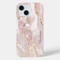 fluid marble pink faux gold foil