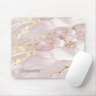 fluid marble pink gold mouse mat