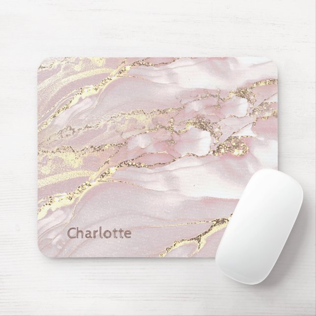 fluid marble pink gold mouse mat (With Mouse)