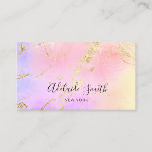 fluid marble purple pink yellow business card