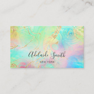 fluid marble yellow green shades business card