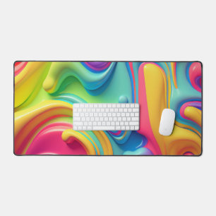 Fluid Plastic Neon Abstract  Desk Mat