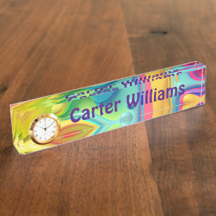 Fluid Plastic Neon Abstract With Name Nameplate