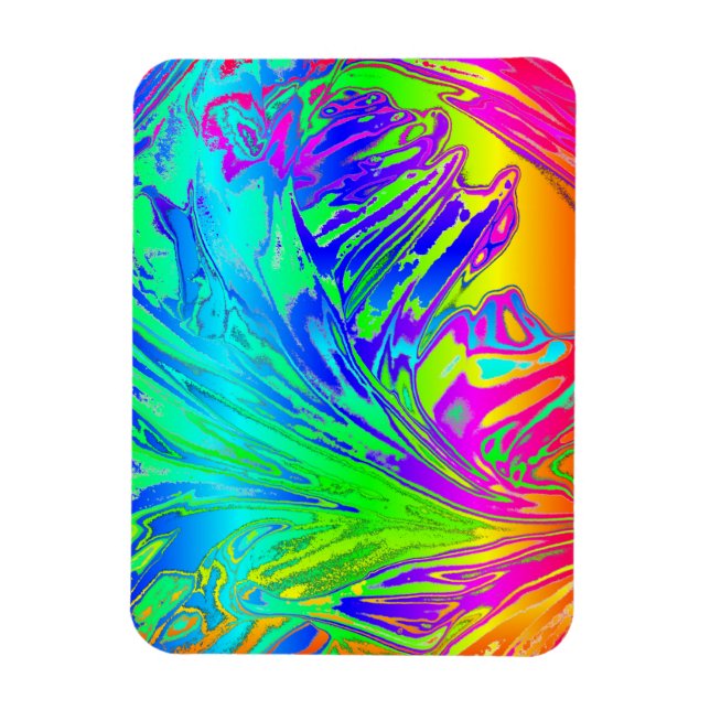 Fluid Rainbow Abstract Paint Splatters Magnet (Vertical)