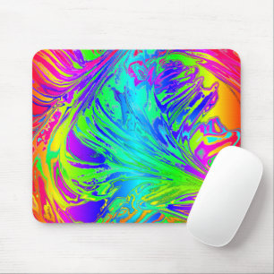 Fluid Rainbow Abstract Paint Splatters Mouse Mat