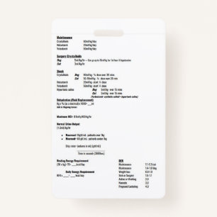 Fluid Rate Dosage Tag ID Badge