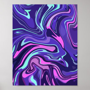 Fluid Swirl Design in Purple, pink and Blue Poster