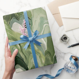 Fluid Watercolor Green Forest Abstract Pattern Wrapping Paper