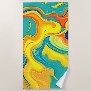 Fluidity of Joy: Abstract Waves Beach Towel