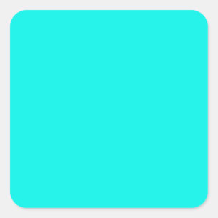 Fluorescent Aqua Teal Neon Blue Personalised Square Sticker