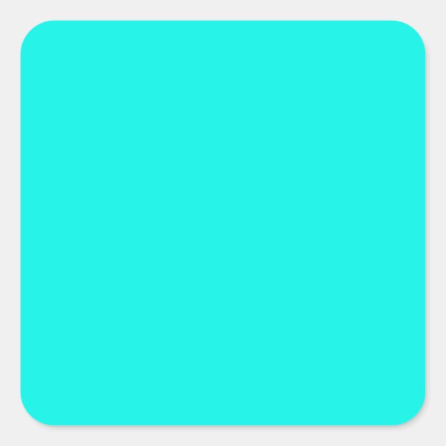 Fluorescent Aqua Teal Neon Blue Personalised Square Sticker (Front)