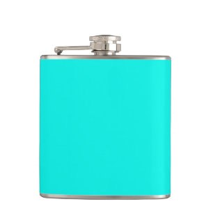 Fluorescent Aqua Teal Turquoise Blue Personalised Hip Flask