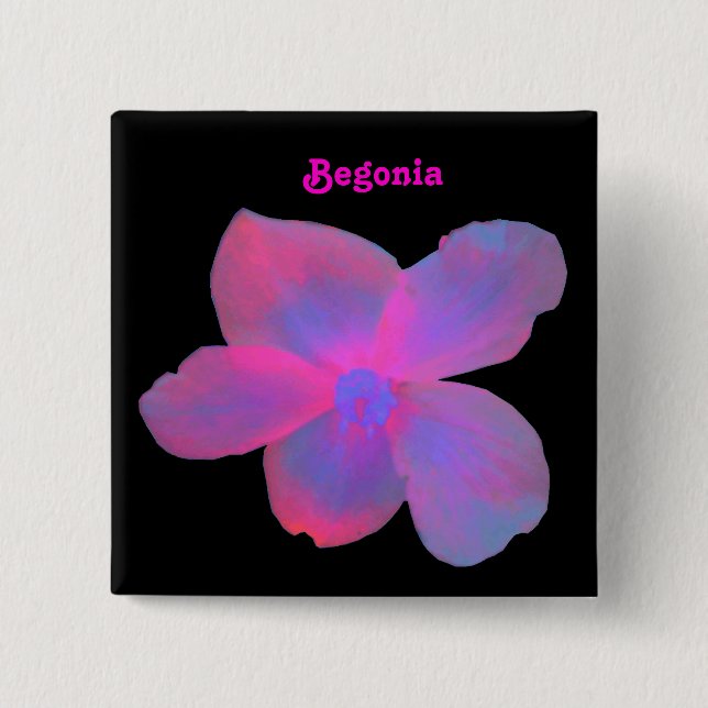 Fluorescent Begonia Customisable Button (Front)