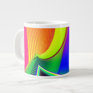 Fluorescent Boat and Giant Wave Fractal Large Coffee Mug