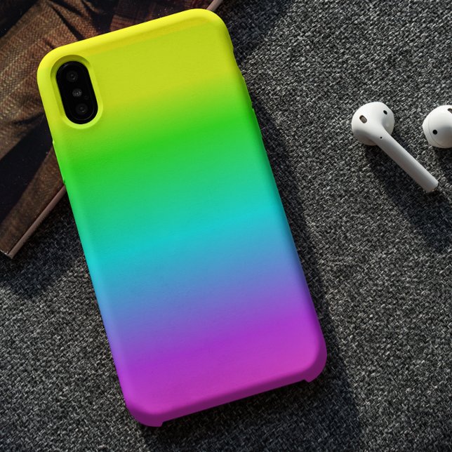 Fluorescent Bright Neon Ombre Rainbow iPhone Case (Creator Uploaded)