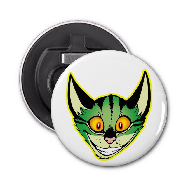 Fluorescent Cartoon Cat Button Bottle Opener (Front)