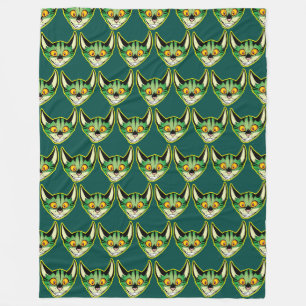 Fluorescent Cartoon Cat Fleece Blanket