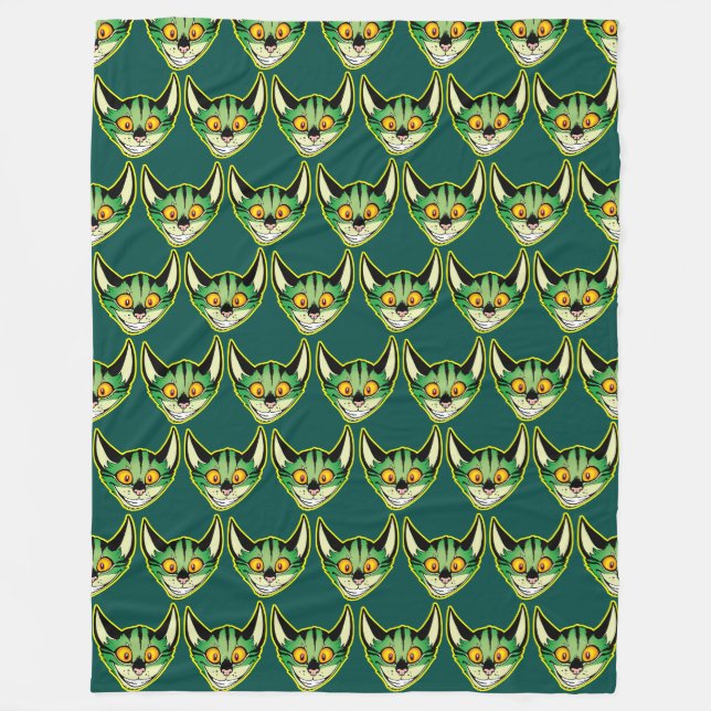 Fluorescent Cartoon Cat Fleece Blanket (Front)